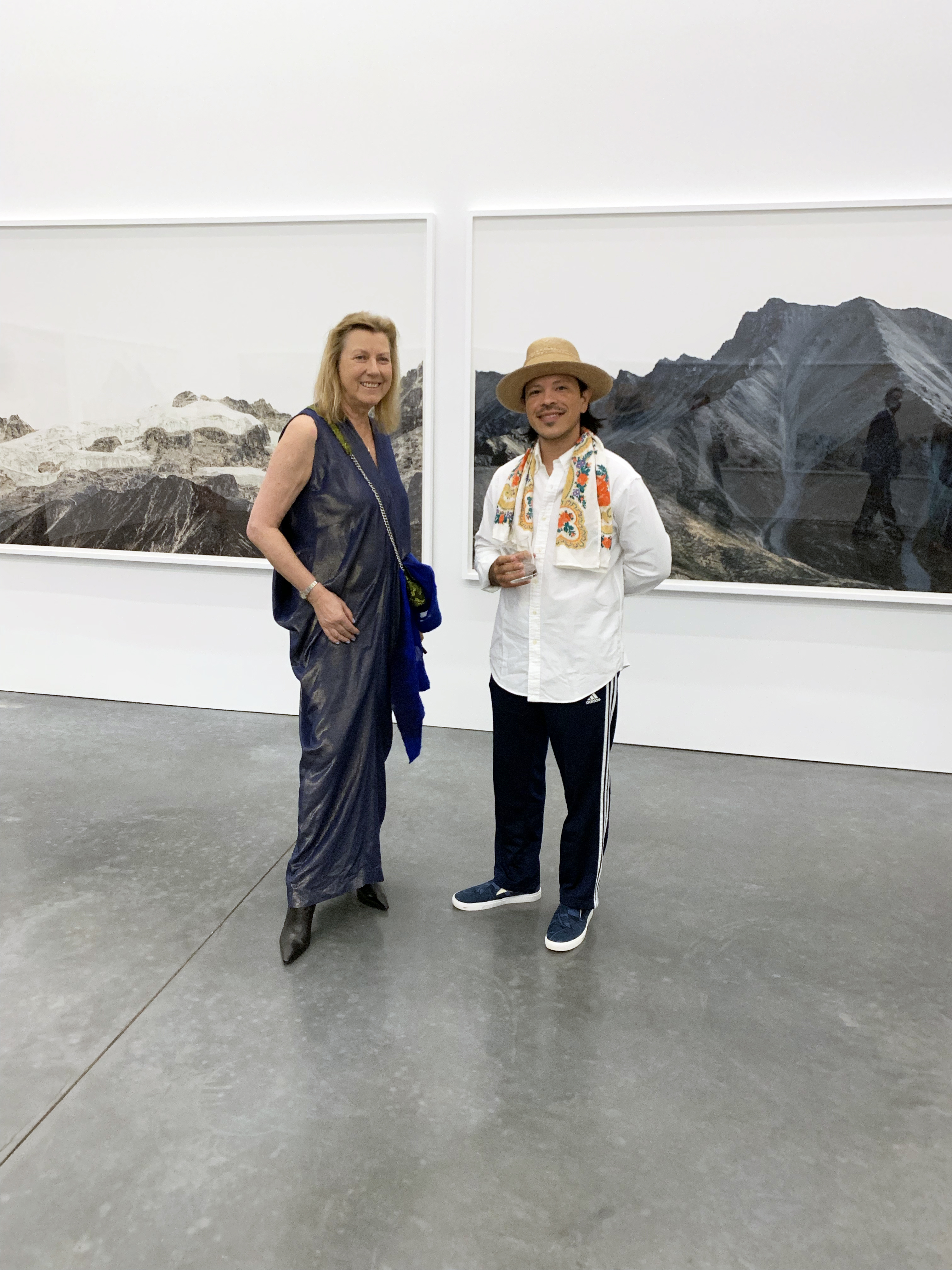 Renate Aller and artist Esly Escobar, Parrish Art Museum Midsummer Gala Part 2019 and solo exhibition " The Space Between Memory and Expectation" by Renate Aller